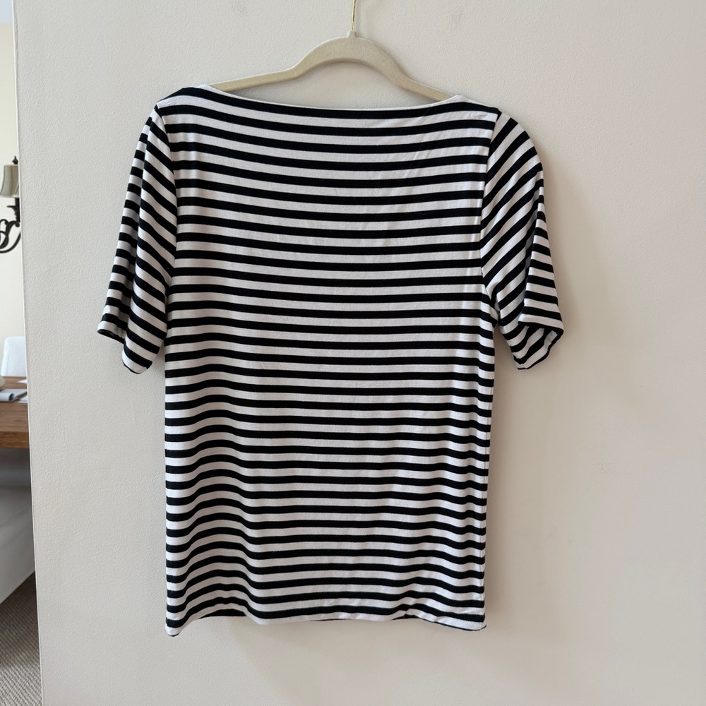 J. Crew Black and White Striped Short Sleeve Tee - Picture 2 of 8